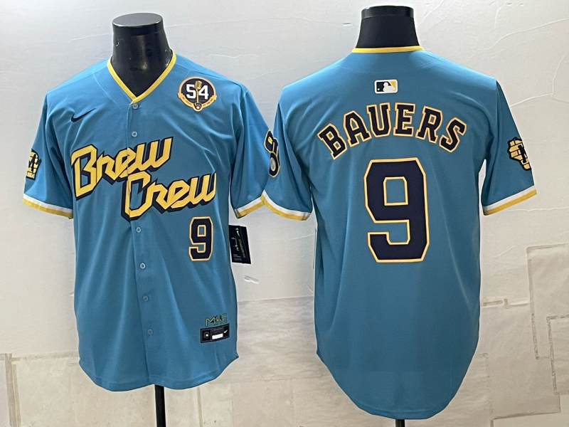 Men Milwaukee Brewers #9 Bauers blue Nike 2026 World Series MLB jersey 102302